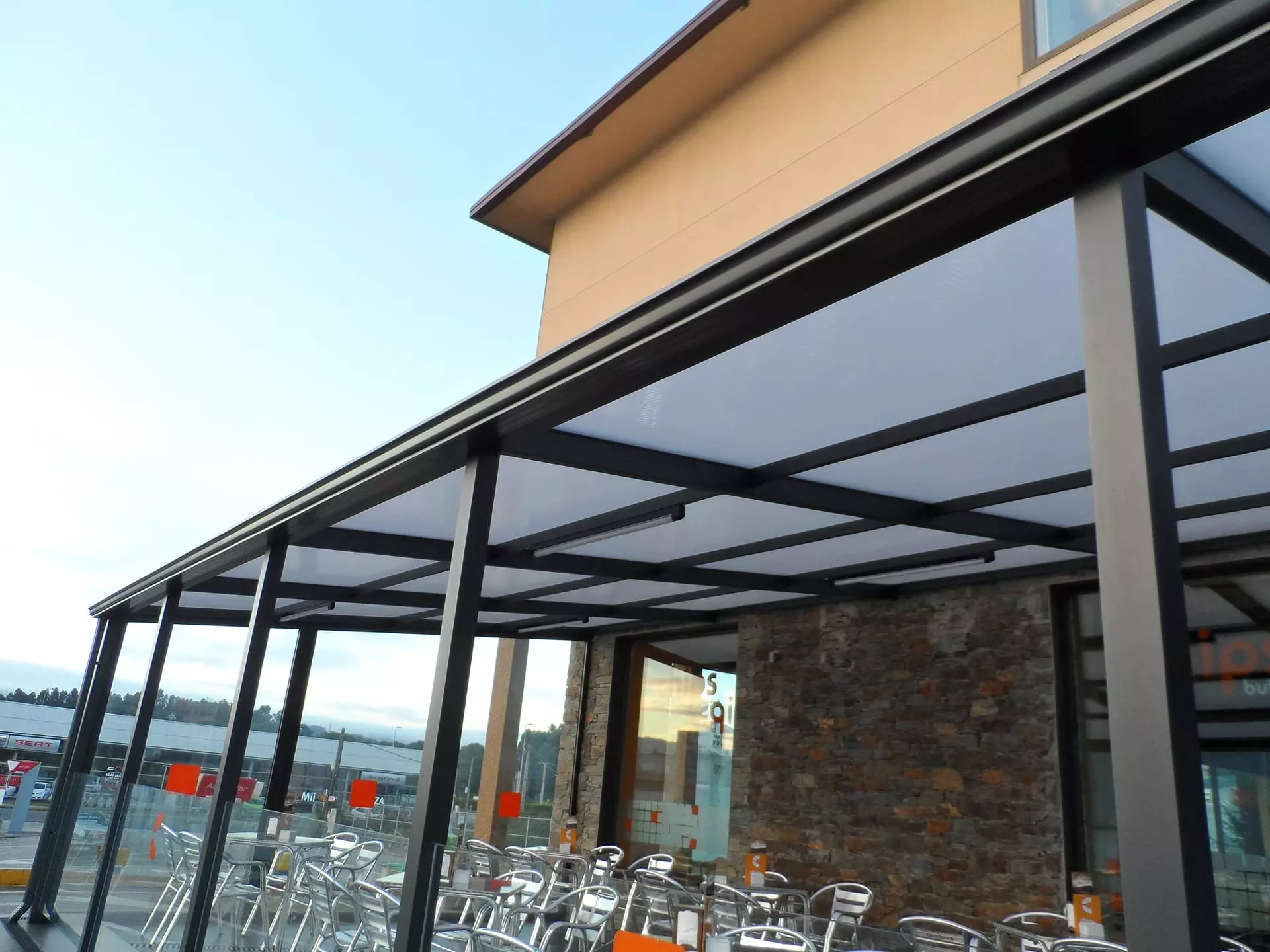 Terraza de aluminio para terraza exterior de cafetería